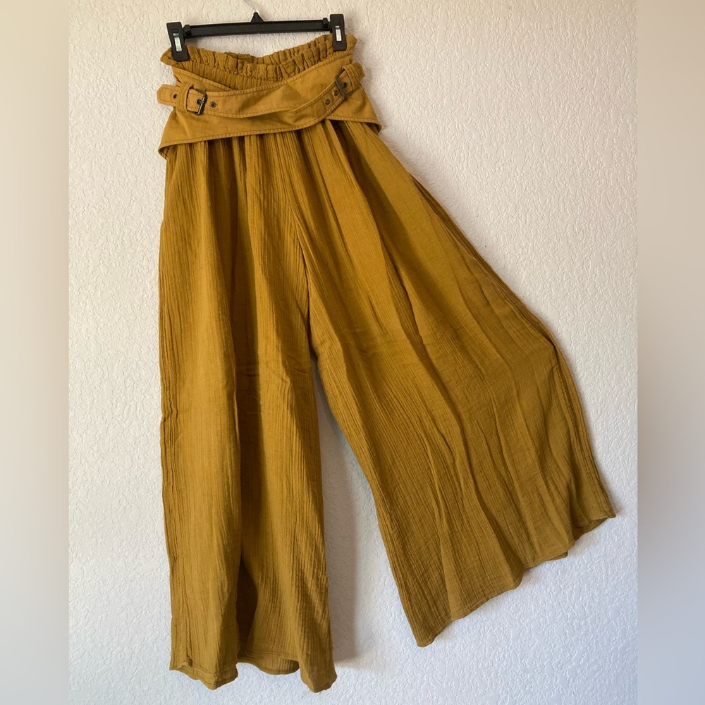 Free People double belt wide legged linen pants